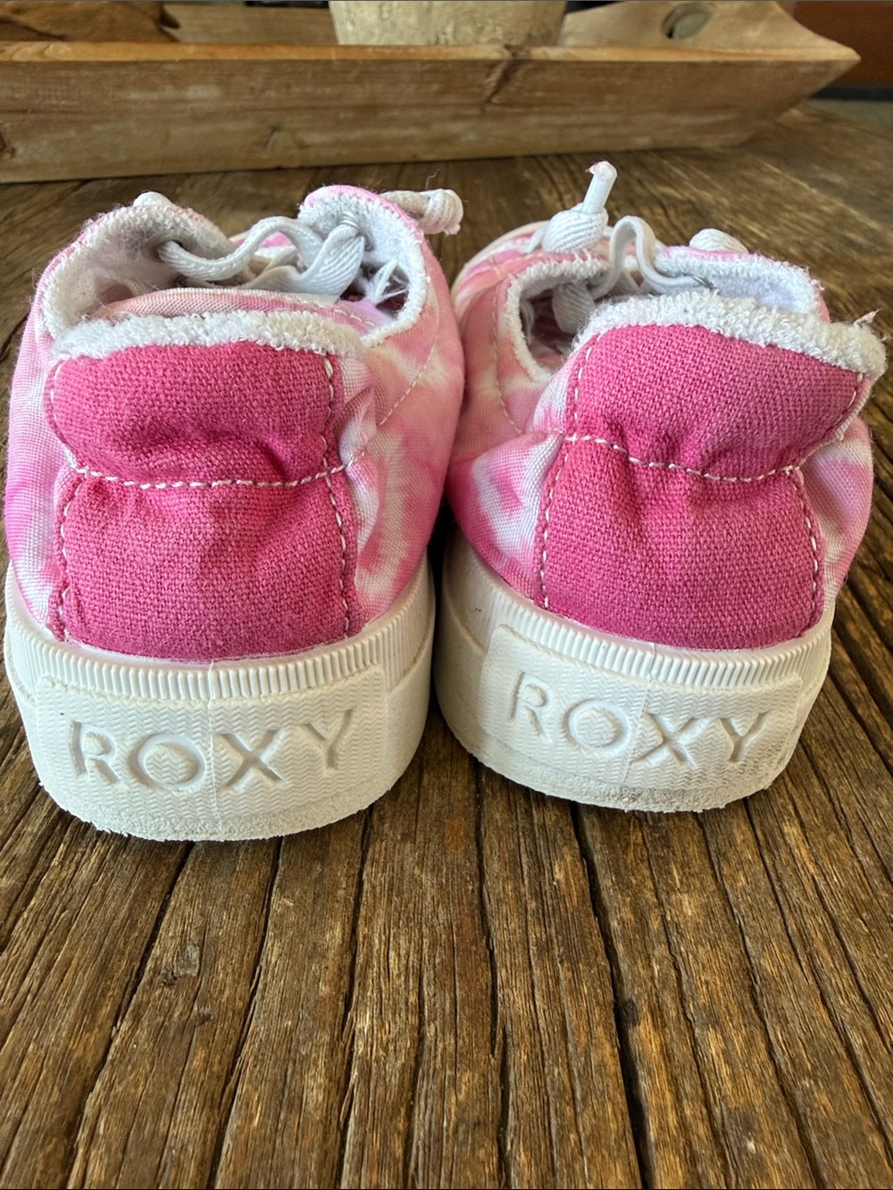Roxy Kids Pink Tie-Dye Canvas Sneakers with White Soles - Picture 2 of 6